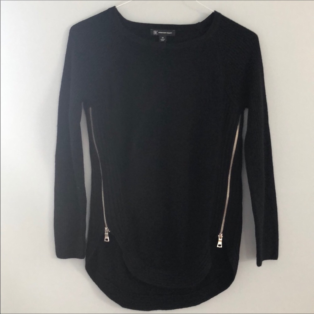 INC PETITE Waffle Knit Side ZIP Sweater